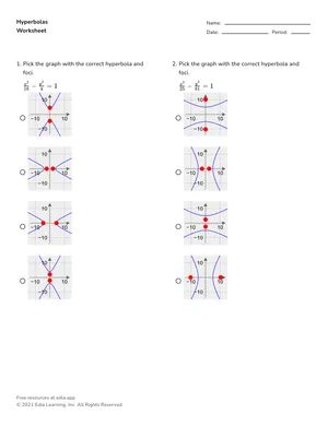 Pick correct graph of hyperbolas worksheet preview