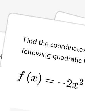 Identify quadratic features in standard form worksheet preview