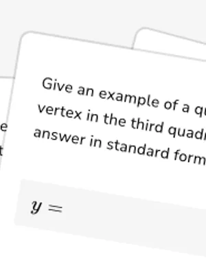 Write quadratic functions from features worksheet preview