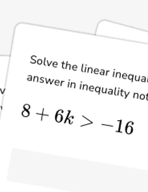 Solve two-step linear inequalities (inequality notation) worksheet preview