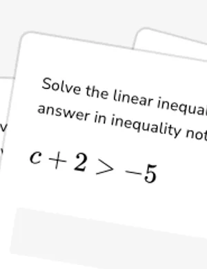Solve one-step linear inequalities (inequality notation) worksheet preview