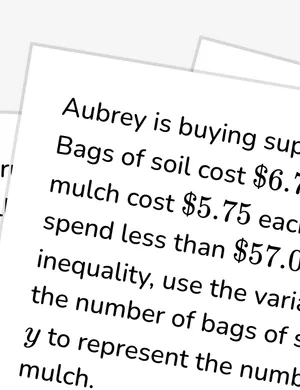 Create linear inequalities in context worksheet preview
