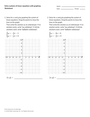 Solve systems of linear equations with graphing worksheet preview