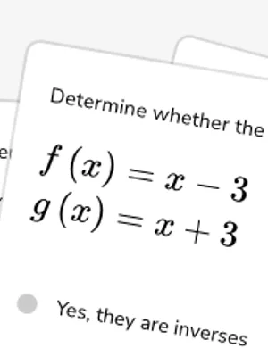 Determine whether two linear functions are inverses worksheet preview