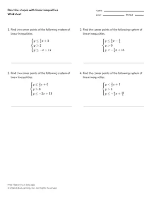 Describe shapes with linear inequalities worksheet preview