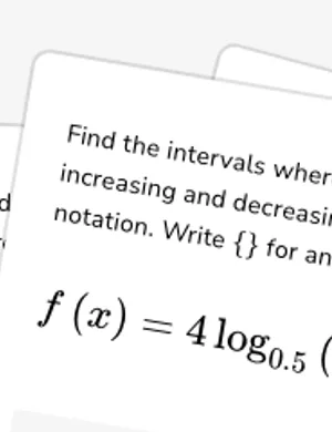 Evaluate increasing and decreasing intervals of logarithmic functions worksheet preview