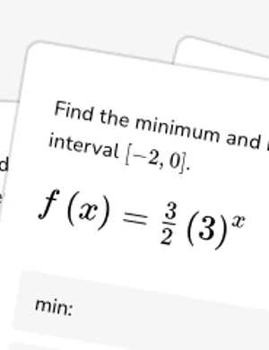 Maximum and minimum of exponential functions worksheet preview