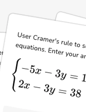 Apply Cramer's rule worksheet preview