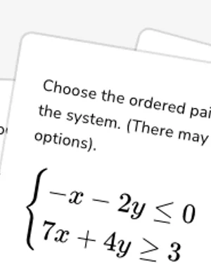 Identify solutions to systems of linear inequalities worksheet preview