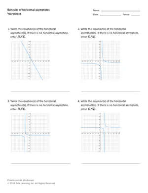 Behavior of horizontal asymptotes worksheet preview