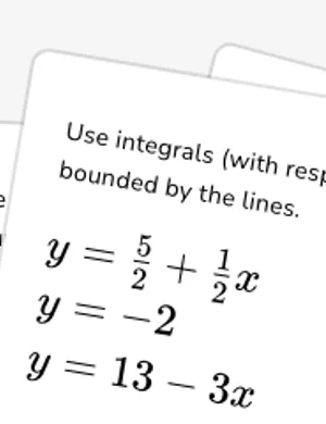 Find area involving multiple integrals in x direction worksheet preview