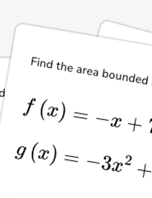 Find area between two curves given functions of x only worksheet preview