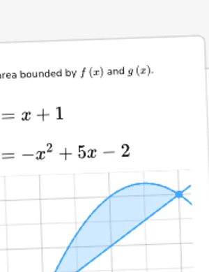 Find area between two curves given functions of x and graph worksheet preview