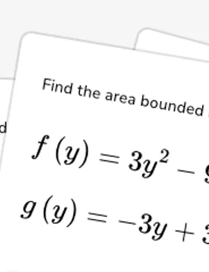 Find area between two curves given functions of y only worksheet preview