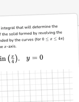 Set up integrals using the disc method: revolving around the x-axis worksheet preview