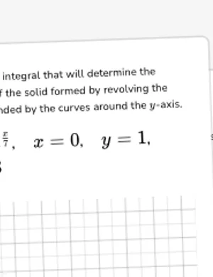Set up integrals using the disc method: revolving around the y-axis worksheet preview