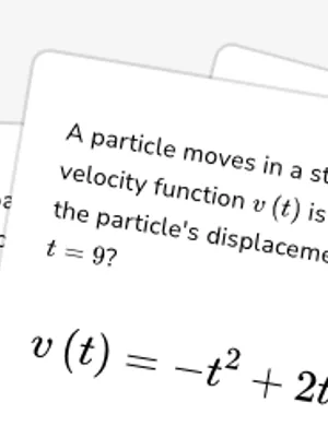 Analyze velocity functions using integrals worksheet preview