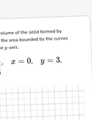 Find volumes using the disc method: revolving around the y-axis worksheet preview