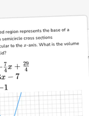 Find volume of solids with traditional shape as base and semicircle cross sections worksheet preview