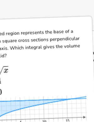 Find basic volumes with square cross sections perpendicular to x axis worksheet preview