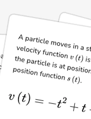 Write position and velocity functions using integrals worksheet preview