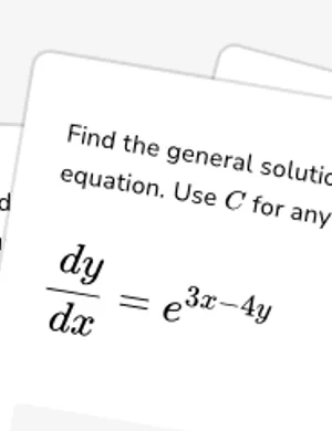 Find general solution to exponential and logarithmic separable equations worksheet preview