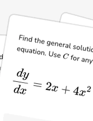 Find general solution to dy/dx = f(x) worksheet preview