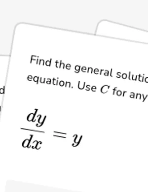 Find solutions to differential equations of form y' = ky worksheet preview