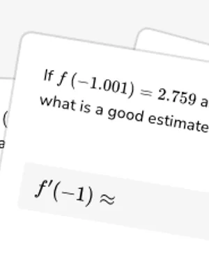 Estimate derivatives using tables or two points worksheet preview