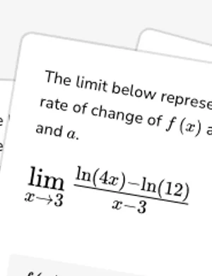 Identify instantaneous rate of change as a limit worksheet preview