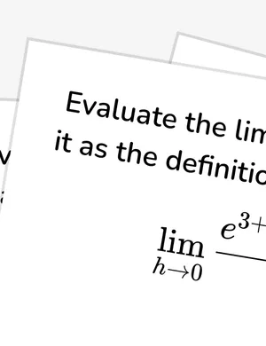 Evaluate limits using known derivatives worksheet preview
