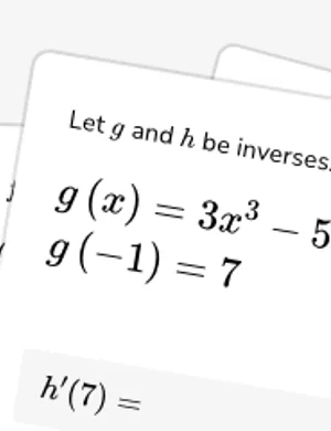 Differentiate inverse functions given function definitions worksheet preview