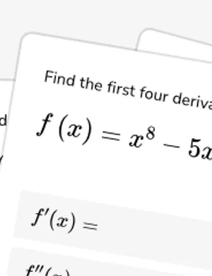 Calculate multiple derivatives of a function worksheet preview