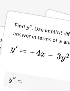 Calculate second derivatives with implicit differentiation worksheet preview
