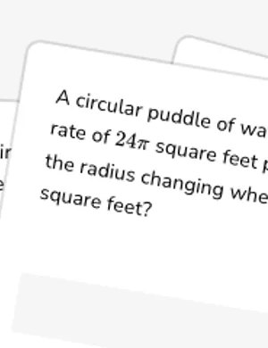 Solve related rates problems involving areas of shapes worksheet preview