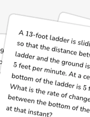 Solve related rates involving the Pythagorean theorem worksheet preview