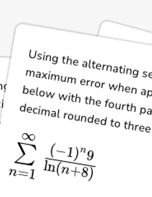 Find the maximum error using the alternating series error bound worksheet preview