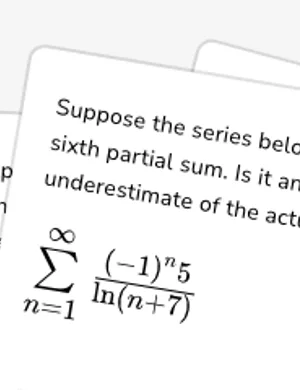 Recognize alternating series partial sums as overestimates or underestimates worksheet preview