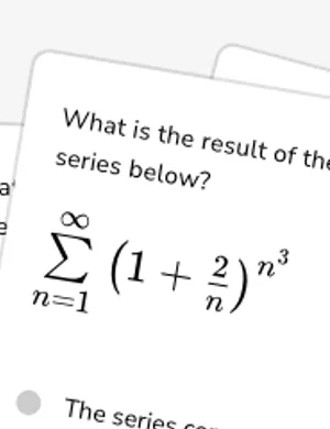 Determine divergence of a series with the nth term test (more complex) worksheet preview