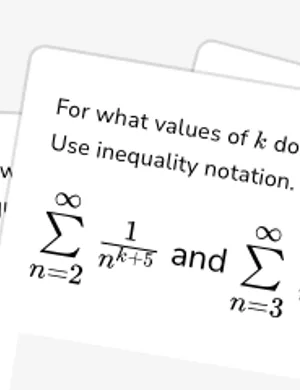Find value of k such that multiple series converge or diverge worksheet preview