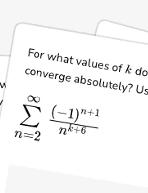 Find values of k for which series converges conditionally or absolutely worksheet preview