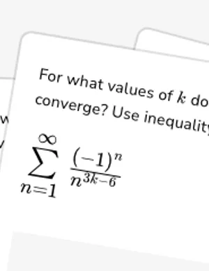 Find values of k for which an alternating series converges worksheet preview
