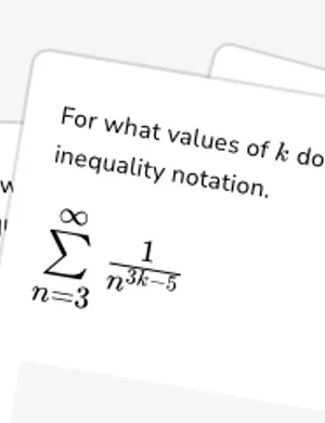 Find values of k such that a series converges worksheet preview