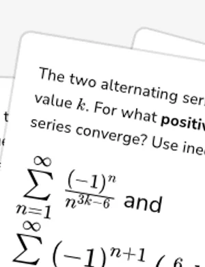 Find values of k for which multiple alternating series converge or diverge worksheet preview