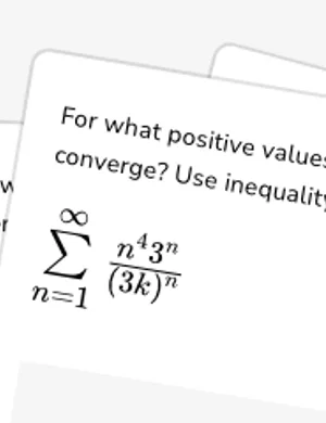 Find values of k for which series converges or diverges - ratio test worksheet preview