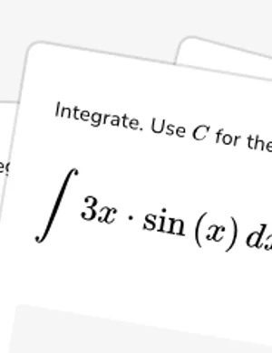 Integrate by parts: basic indefinite integrals worksheet preview
