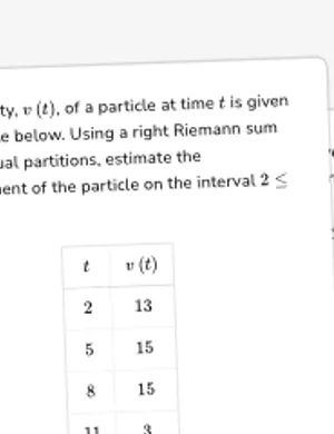 Estimate displacement using Riemann sums worksheet preview