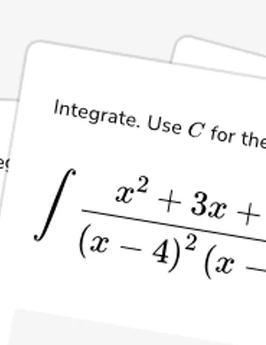 Determine indefinite integrals using linear partial fractions: repeating factors worksheet preview