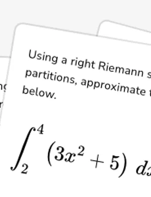 Calculate Riemann sum from a function worksheet preview