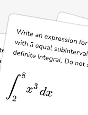 Approximate definite integrals with Riemann sums in summation notation worksheet preview